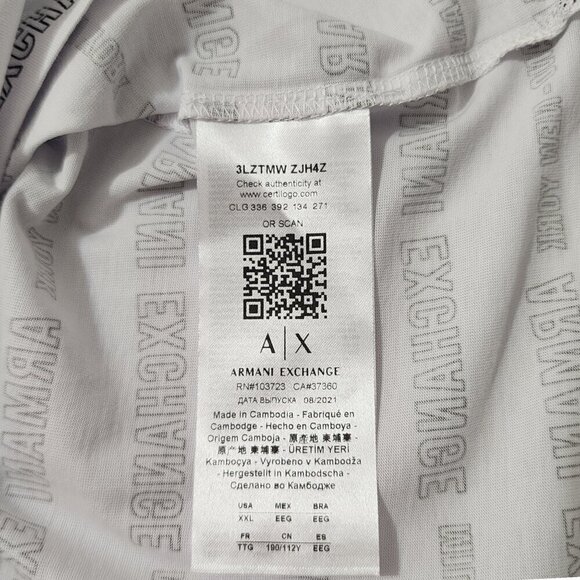 Armani Exchange Men's T-Shirt Short Sleeve Disinger Milano NY White XXL‎ - Picture 14 of 15